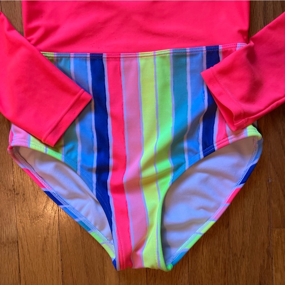 Cat & Jack long sleeve swim suit - one piece rash guard - zipper, rainbow - Picture 5 of 10